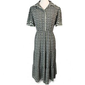 Max Studio Black, White, Green Midi Short Sleeve Dress | M | NWOT!
